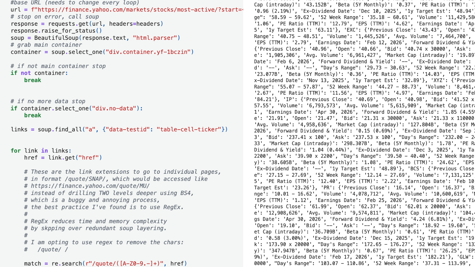 End-to-end active market ticker data pipeline showcasing web scraping, data enrichment, and analysis.
