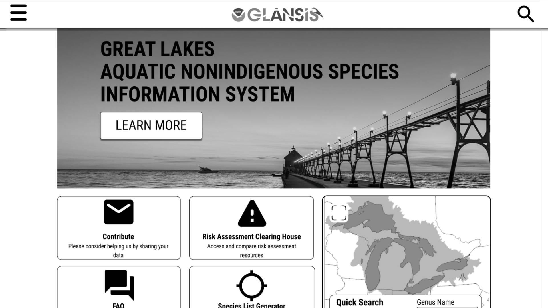 Redesign of NOAA GLANSIS website focused on usability, visual hierarchy, and accessibility improvements.